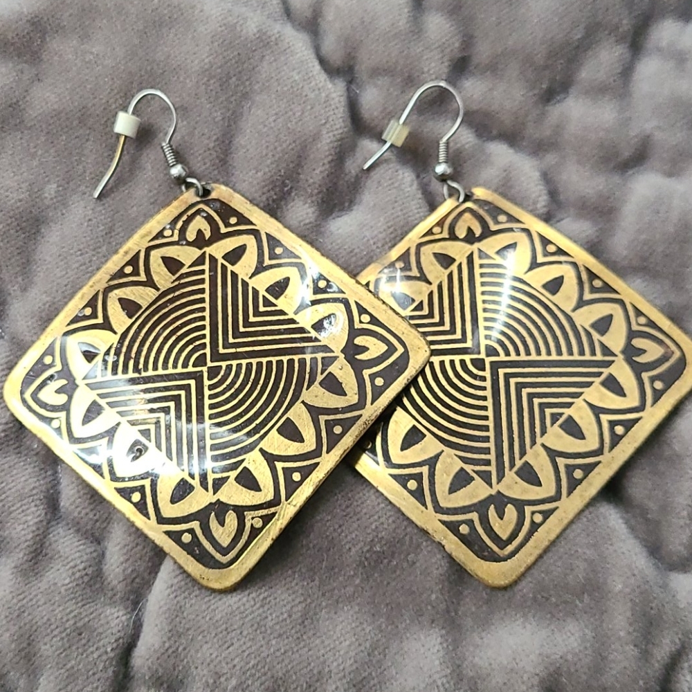 Vintage Square Costume Earrings